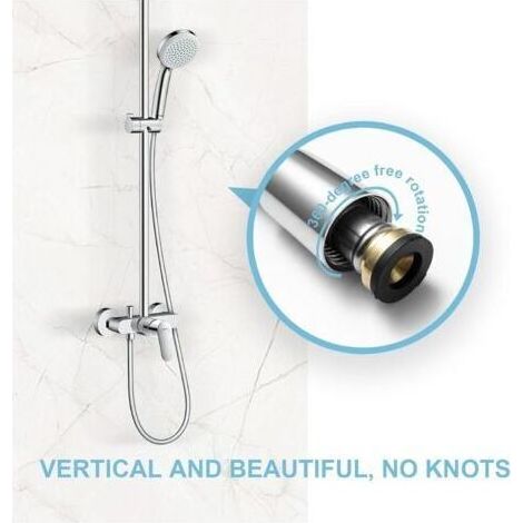 Flexible de douche de 3 m avec protection anti-torsion, en PVC haute pression, pour robinets de salle de bain, argent. (1/4)