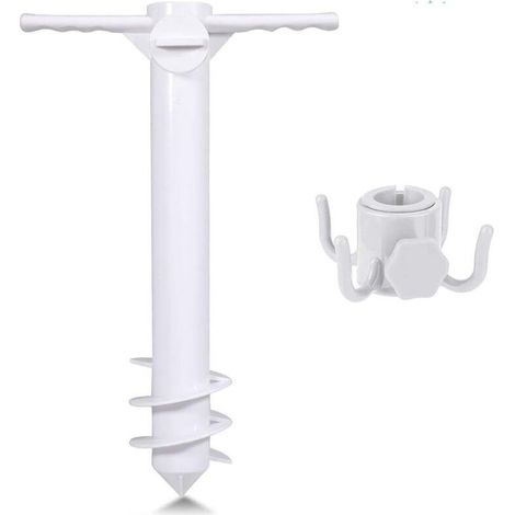 Support Parasol de Plage de Taille Universelle - Porte Parasol à Visser dans le Sol - Résiste aux Vents Puissants (1/4)