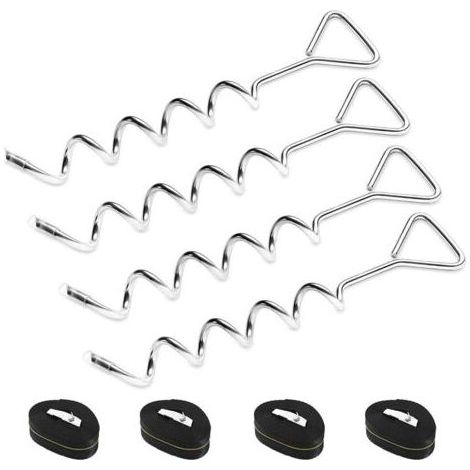 4 Set Heavy Duty Trampoline Anchor Ground Pegs Tie Down Kit - Tied Pet Dog Fixed, Fit Trampolines Garden Camp Swings Shed (1/5)