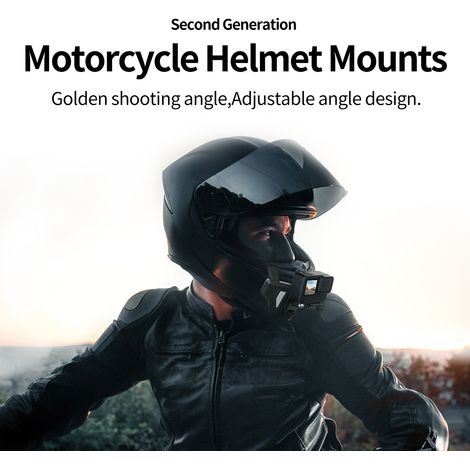 Support de casque moto TELESIN GP-HBM-MT2-YH amélioré, pliable, à angle réglable, avec mentonnière, compatible avec les caméras sportives GoPro Hero 11/10/9/8, Osmo Action et Insta360. Accessoire moto