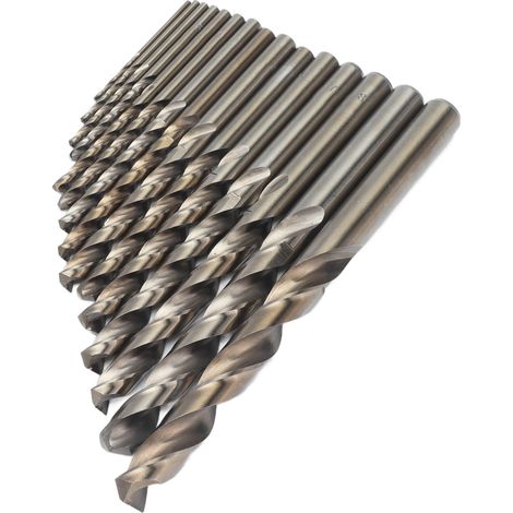 Ensemble de 15 forets hélicoïdaux en oxyde d'or et cobalt à 135° pour la découpe des métaux durs (1/5)