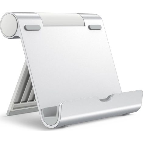 Support Ajustable et Portable pour Tablette liseuse et Smartphone Argent (1/5)