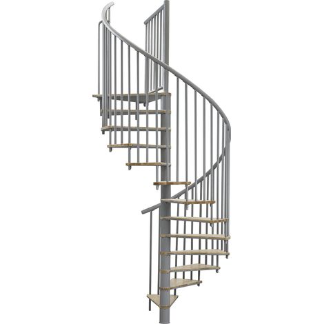 Minka Spindeltreppe Switch 36 - 295cm Geschosshöhe Eiche Grau 160cm Durchmesser