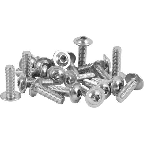 20 PCS Vis à Tête Bombée Avec Bride M6, Vis à Métaux à Tête Plate à Six Pans Creux, Inox Avec Bride, Ensemble Et Boulon M6x20mm Hexagone Pour Assemblage Mécanique (1/5)