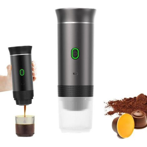 Cafetière Portable 3 En 1 Électrique USB, Machine à Café Nomade Compatible Capsules et Café Moulu, Mini Cafetière de Voyage Bureau (1/4)