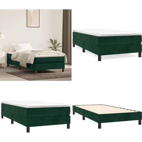 Struttura Letto a Rete a Molle Verde Scuro 80x200 cm in Velluto - Letto a molle in velluto - Letto a molle verde scuro