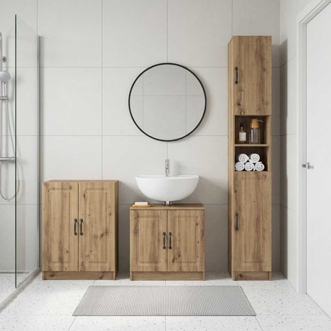 vidaXL 3 Piece Bathroom Cabinet Set UTRECHT Artisan Oak (1/5)