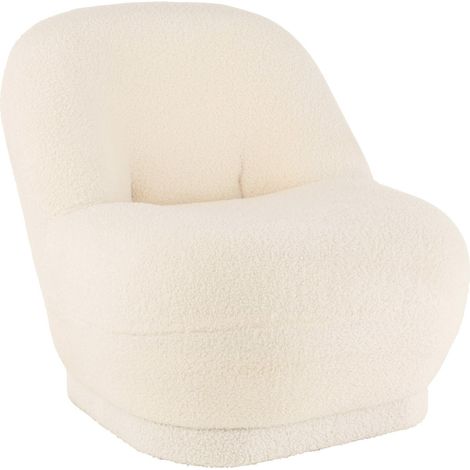 Pouf teddy bouclé blanc confort moelleux pour salon cosy - Blanc crème bouclé (1/5)