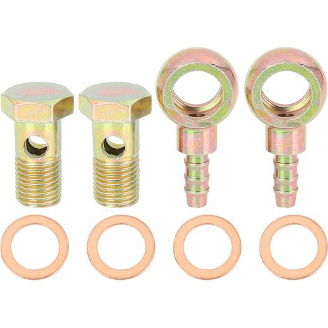 2 Kits De Boulon Banjo Rondelle Métal 14mm pour Freinage Diamètre Extérieur 7mm, Filetage M14x1.5, Usage: Alimentation, Moteur, Haute Précision CNC, Installation Facile (1/5)