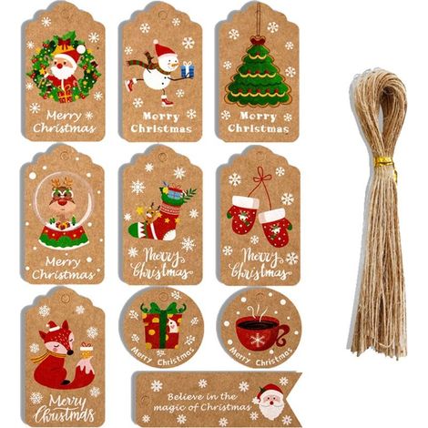 50 labels of Christmas in paper kraft to make soi-same, with cordelette, for remercier, loisirs creative and package gift (1/5)
