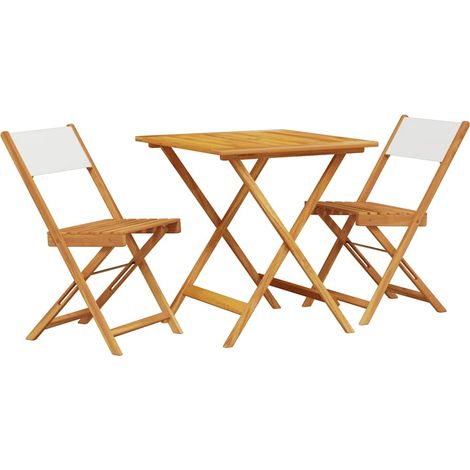 Set da Bistrot 3 pz Salotto da Giardino Bianco Crema in Tessuto e Legno Massello (1/5)