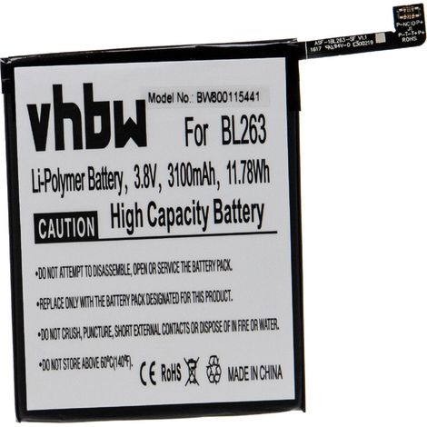 vhbw Akku kompatibel mit Lenovo K920, K80M, Z2 Pro Exclusive Edition Handy Smartphone Telefon (3100 mAh, 3,85 V, Li-Polymer) (1/3)