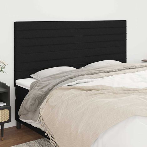 Tête de lit 180 x 5 x 118/128 cm, tissu noir, hauteur réglable, pieds en bois, 21.5kg - PANGIVO (1/5)
