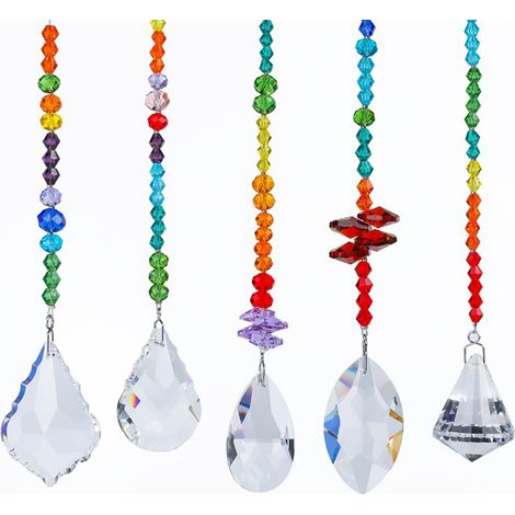 Pendentif Cristal Prisme - Accroche Lumière Arc-en-Ciel pour Fenêtre Jardin Intérieur - Lot de 5 (1/5)