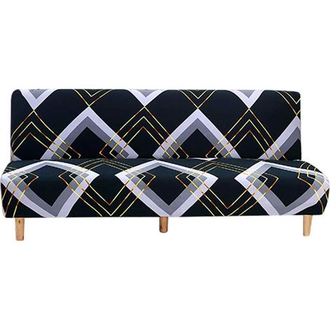 CSPARKV (estampado de lino) Funda de sofá elástica de 3 plazas sin brazos, protector de sofá plegable, universal, con patrón geométrico, antideslizante, 180-210 cm