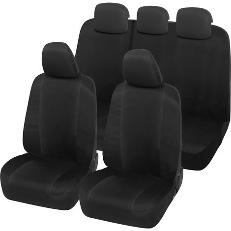 Lupex Shop – Coprisedili auto universali, compatibili per Panda Easy, anteriori e posteriori (60/40), NO LOGO, in Policotone, Nero/Nero (1/5)