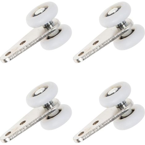 Lot de 4 Roulettes en Nylon Blanches pour Porte Placard Coulissante, Galets de Glissement Silencieux Capacité de Charge pour Rideaux et Fenêtres (1/5)