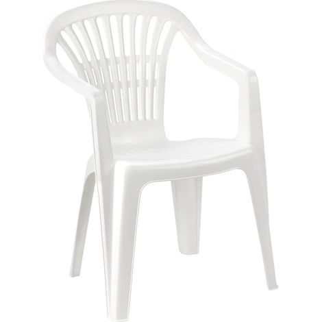 TrAdE Shop Traesio - Set 6 Pz Sedia Bianca Poltrona Plastica Impilabile Con Braccioli 54x53x80 Cm 862456 - (1/4)