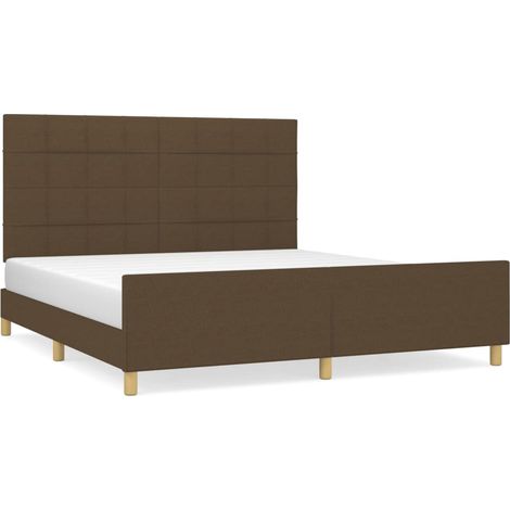 Lit double Lit adulte Cadre de lit sans matelas marron foncé 160x200 cm tissu (1/5)