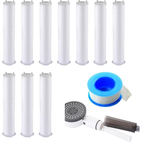 filtre douche anti calcaire,Filtre Pommeau de Douche,10 Pcs shower filter,Filtre Douche en Coton PP de Douchette Anti-calcaire Amovible pour Douchette (97mmx2.3mm) (1/5)
