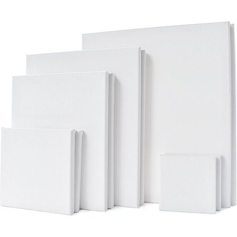 Lot de 12 toiles vierges, lin naturel, châssis en bois, apprêt multicouche, pour artistes et débutants (1/5)