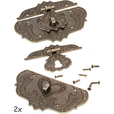 2 Loquets Bronze Antique 86x64mm Meubles Rideaux (1/5)