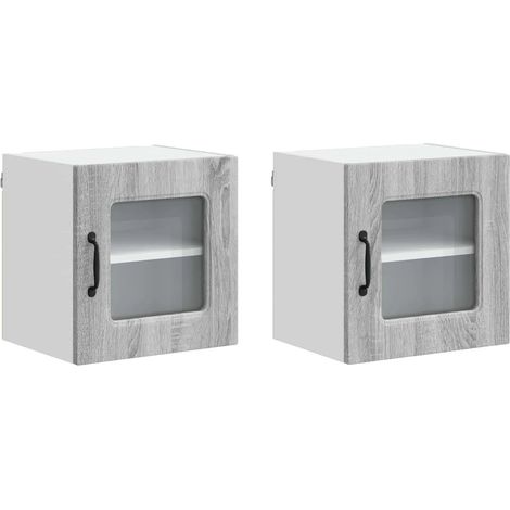 Set di 2 armadietti da cucina moderni con ampio spazio di archiviazione 40 x 31 x 40 cm in legno grigio sonoma 020053526
