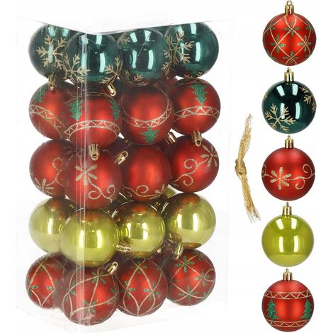 BAUMKUGELN FÜR DEN WEIHNACHTSBAUM GESTECK 30 STÜCK WEIHNACHTSBAUM 6 CM SET UNZERBRECHLICH ANHÄNGER