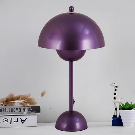 Lampe de table champignon nordique métal violet, E27, H45 cm