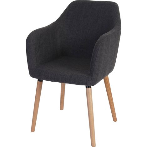 Serie Malmoe sedia sala da pranzo T381 legno massiccio, tessuto grigio