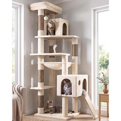 Arbre a Chat XXL Beige 180 cm pour 2-4 Grand Chats Adulte (1/5)