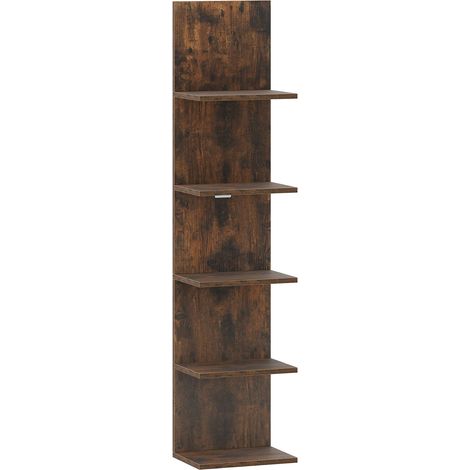 Étagère murale en bois à 5 niveaux, brun rustique