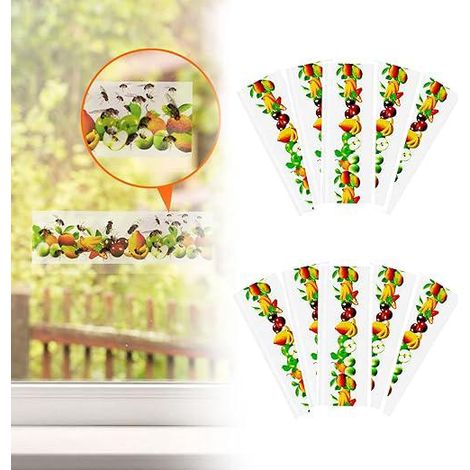 10 pièges à mouches autocollants pour fenêtre 20 x 7,5 cm, bandes attrape-insectes transparentes, pièges pratiques pour maison, cuisine, serre, balcon et espaces intérieurs (1/5)