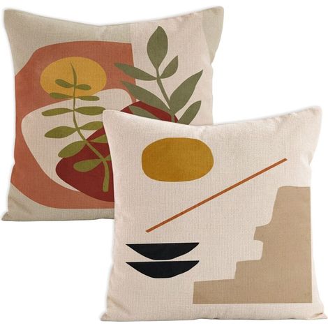 Housses de coussin bohèmes 45x45 cm (lot de 2), housses de coussin abstraites, housse de coussin soleil à motif géométrique, housses de coussin décoratives bohèmes (1/5)