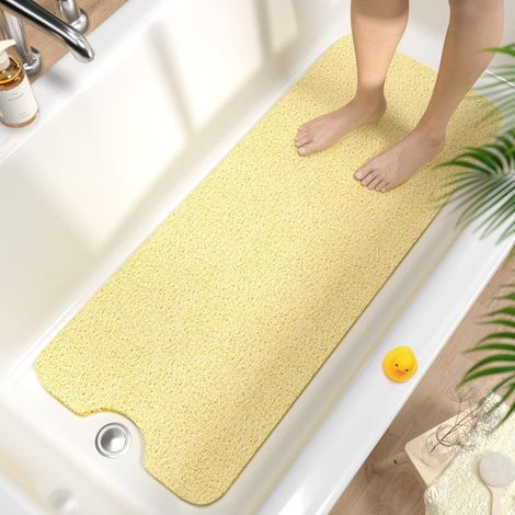 Badewannenmatte rutschfest 100x40cm, extra lang, schnelltrocknend, beige (1/5)