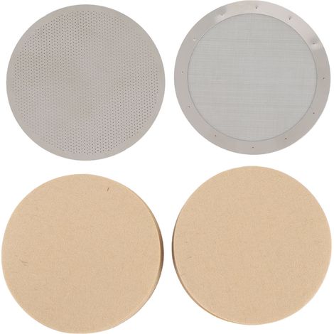 Filtre à café disque Acier inoxydable Réutilisable pour Presse Française 2.4 pouces Maille fine Lot de 2 avec papiers (1/5)