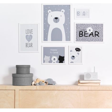 Lot de 6 cadres "Ours polaire" en bois - Blanc - Livraison gratuite (1/2)