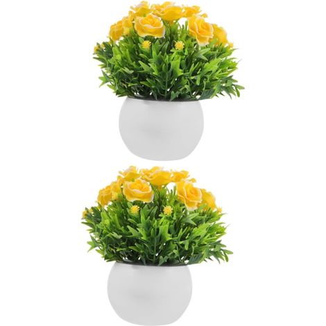 2pièces Bonsai Artificiel Réaliste Pot Décoration Verte pour Maison Bureau Et Études Fleurs Synthétiques Éclatantes Accessoire Élégant pour Table Et Étagère (1/5)