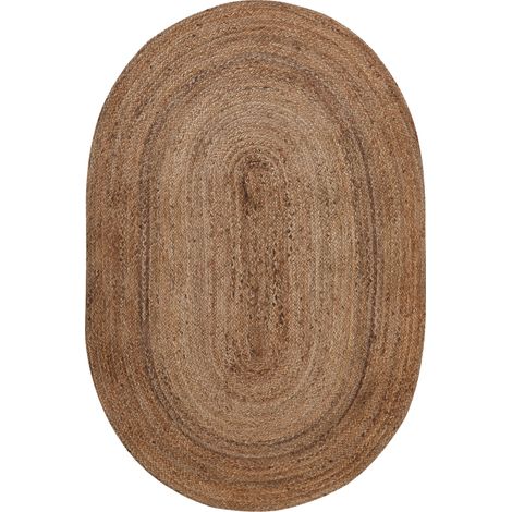 Alfombra de yute beige 100 x 150 cm trenzada suelo radiante sala de estar dormitorio Demirci