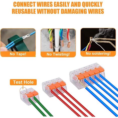 75 Pièces Connecteurs Électriques,Raccord Électrique Connecteur Électrique Rapide 28-12 AWG, PA/PC Ignifuge Connecteur de Fil Compact Conducteur (1/3)