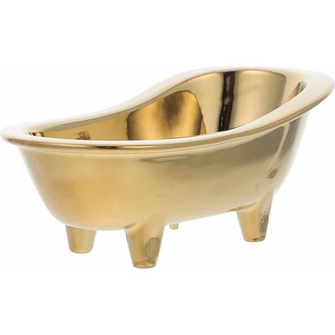Porte-savon en céramique en forme de baignoire avec système d'évacuation, finition blanc irisé, porte-savon pour lavabo, douche et voyage