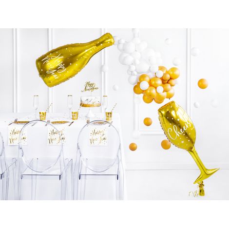 Globo de aluminio con forma de vaso de chupito, 28x80cm, color dorado, 1 unidad. (1/3)