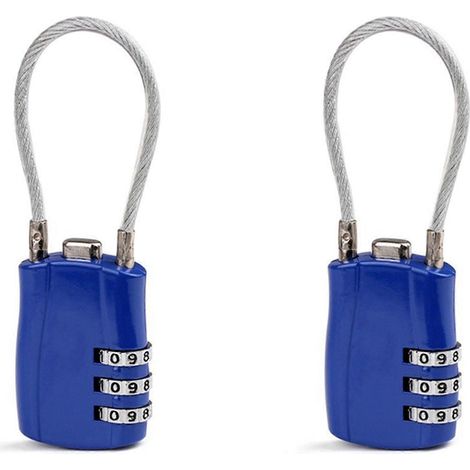 2 Zahlenschlösser mit 3-stelligem Zollcode, kontrastierenden Farben, Diebstahlsicherung, für tragbares Gepäck (B). (1/3)