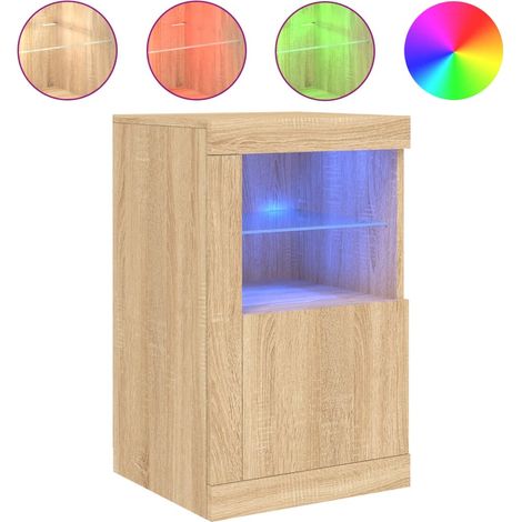 Armoire latérale avec lumières LED chêne sonoma (1/5)