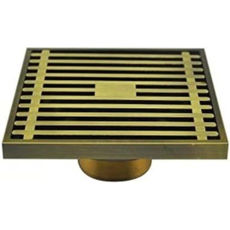 Siphon de sol carré, 10 x 10 cm – Laiton – Avec filtre – Capacité d'auto-nettoyage de 98 % – Facile à nettoyer (1/5)