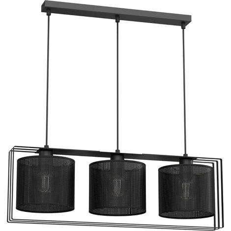Suspension barre Coronado Luminex noire 3xE27 ovale grillage
