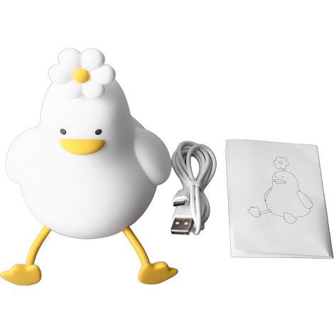 Veilleuse en forme de canard et de fleurs, lampe Rechargeable de 1200mAh, mignonne, pour enfants, garçons, filles, femmes, chambres à coucher, salon, décor Kawaii