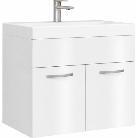 Badplaats Mobile Bagno Montreal 60 x 35 cm - Bianco Lucido - Lavabo con Mobile Sottolavabo (1/5)