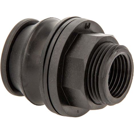 tecuro PUSH-IN Universal Behälterverschraubung 3/4 Zoll AG x 1/2 Zoll IG - DN 18, Tankdurchführung, PP/EPDM