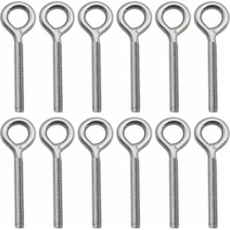 Lot de 12 Boulons à Oeil en 304 Acier Inoxydable Vis à Anneau Piton à Visser pour Balançoire Machine Extérieure - M4 (1/5)